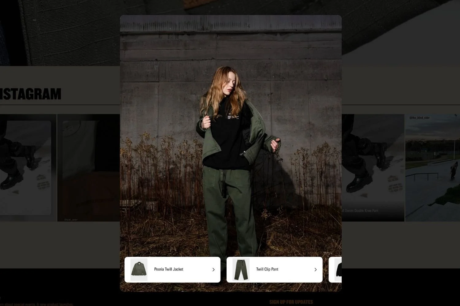 Shoppable Instagram feed on storefront