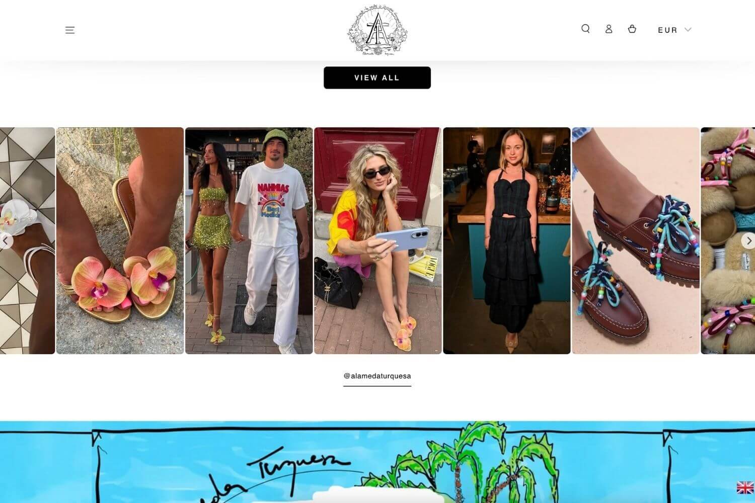 Alameda Turquesa homepage with Instagram feed