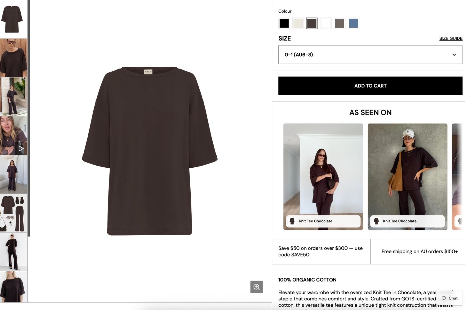 UGC feed on Studio Beige Knit Tee Chocolate product page