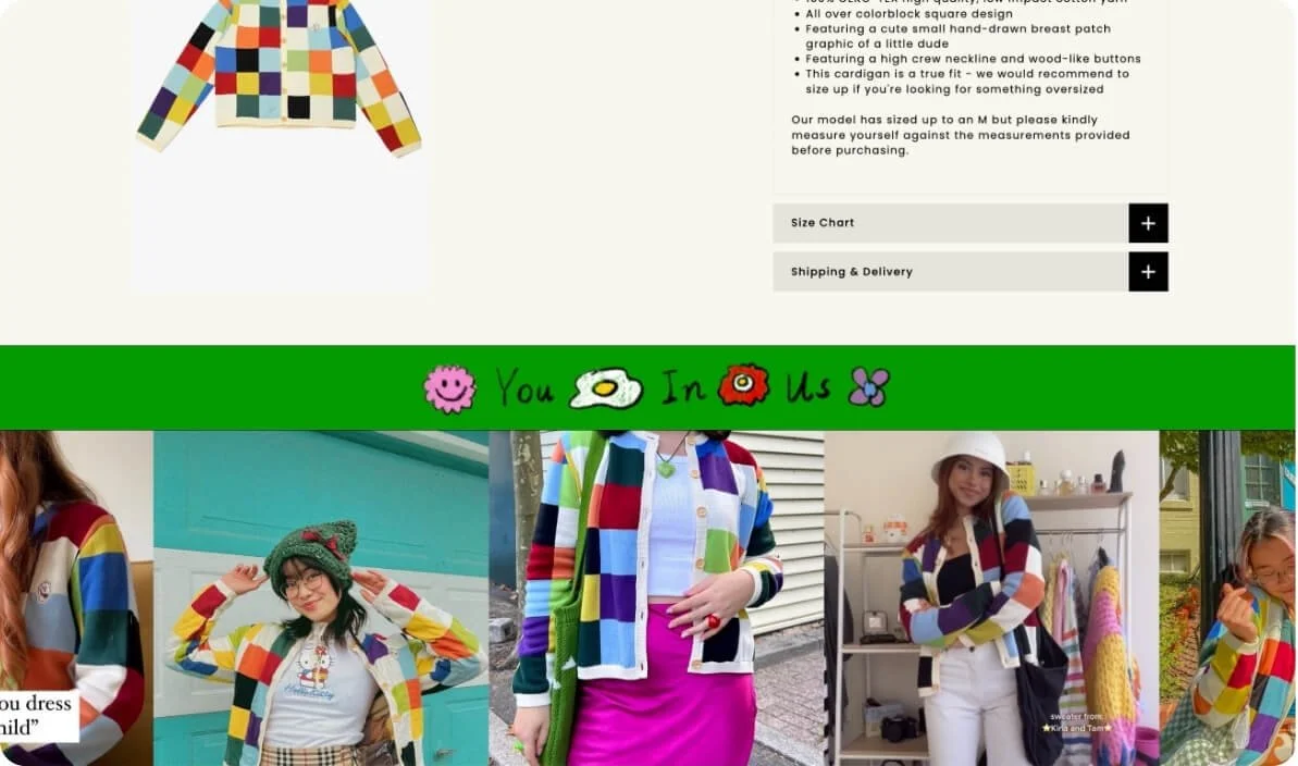 Instagram product and collection feeds on a Shopify storefront