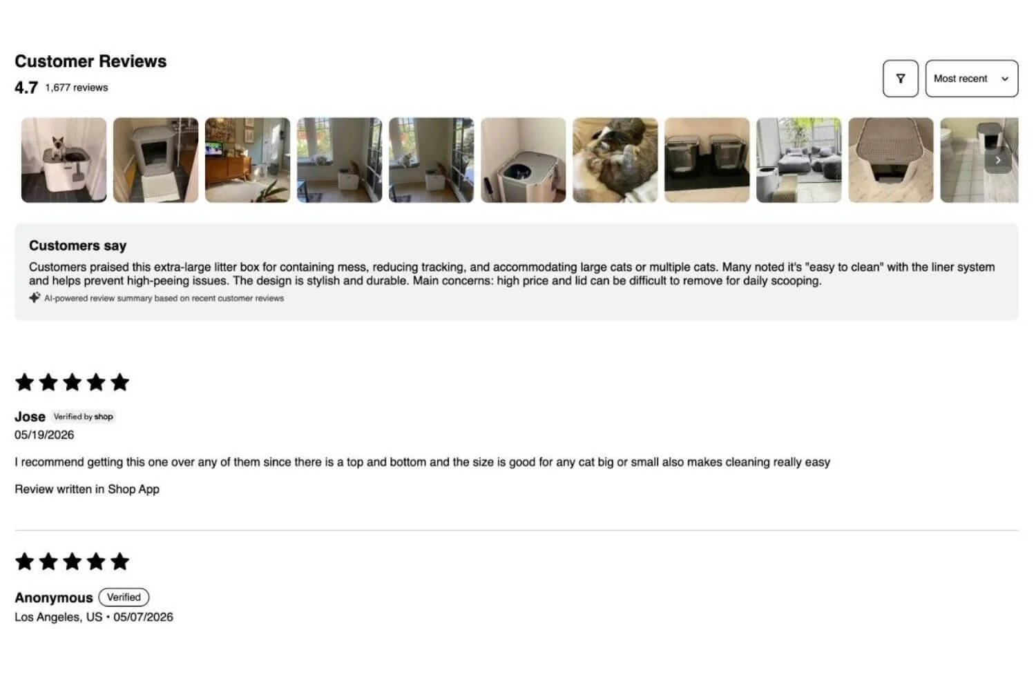 Judge.me star ratings and written reviews on a Shopify product page