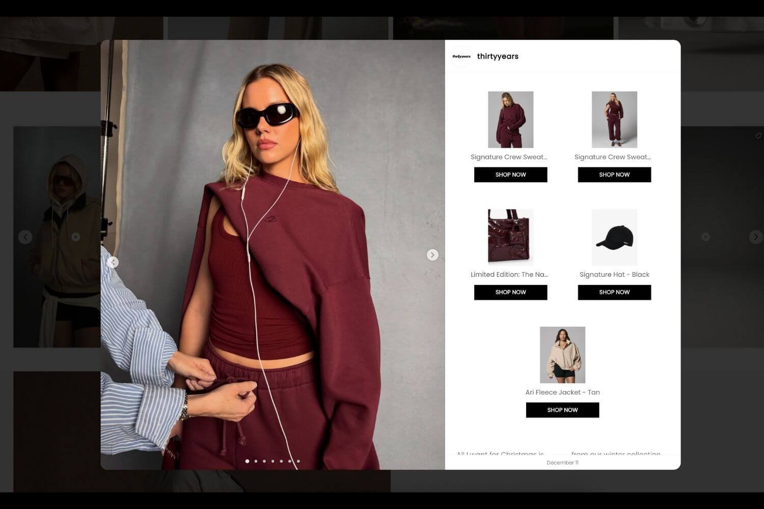 Thirty Years shoppable post with multiple products