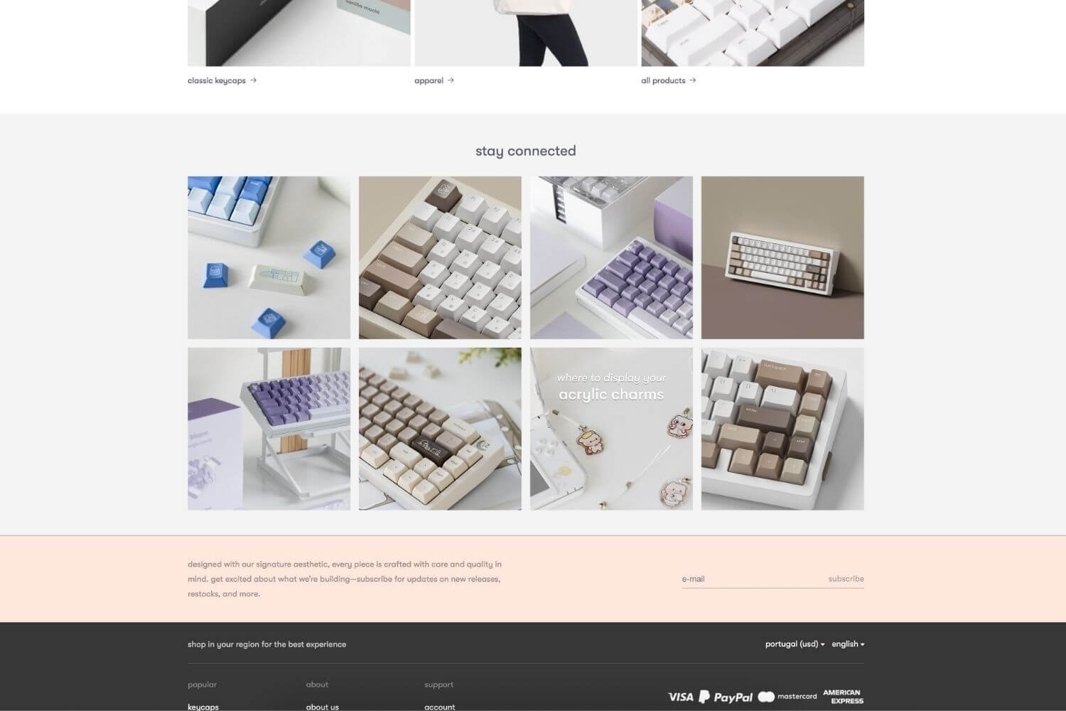 Osume homepage featuring an Instagram feed powered by Mintt Instafeed