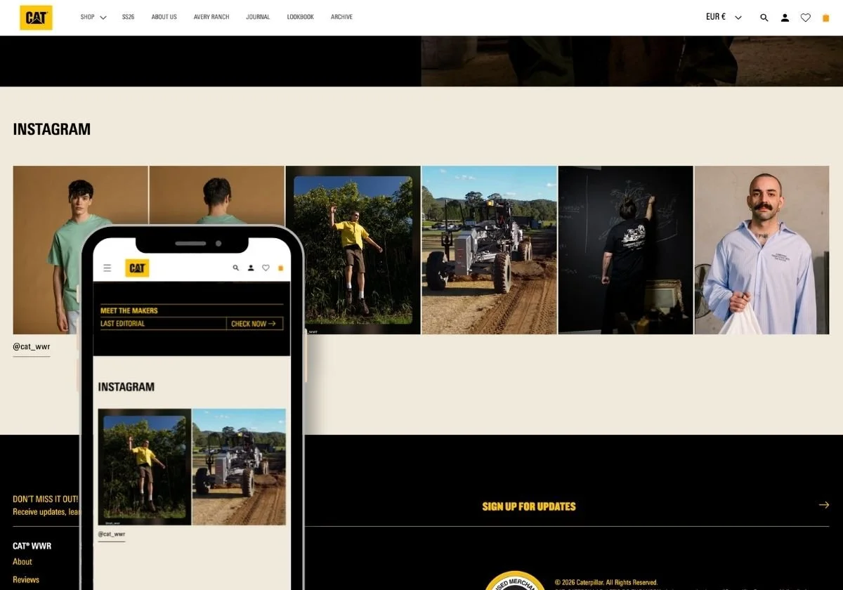 Responsive Instagram feed on mobile and desktop for CAT Workwear