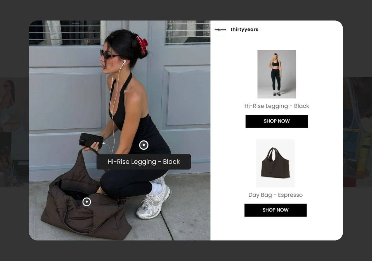 Shoppable Instagram feed with product tags on a Shopify store