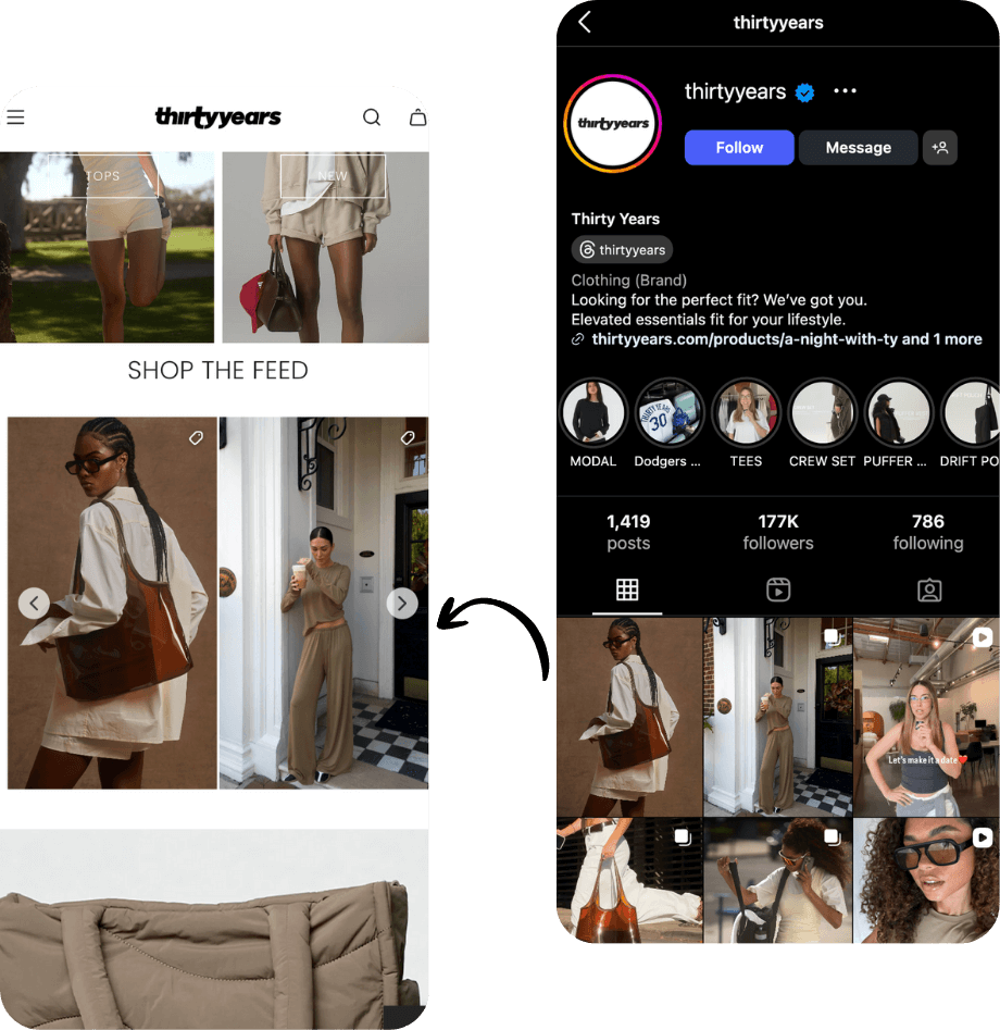 Instagram feed updating automatically on a Shopify storefront