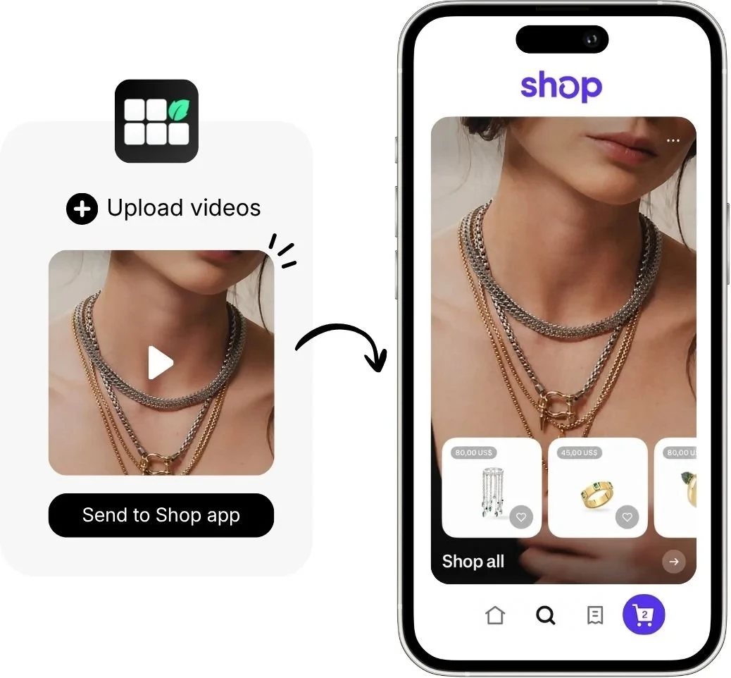 Upload Mintt Instafeed shoppable videos and publish them to the Shop app